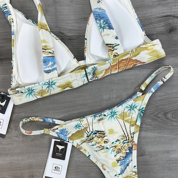 ☀️RIP CURL☀️ POSTCARDS DEEP V TOP POSTCARDS SKIMPY PANT BIKINI SET - Picture 14 of 17
